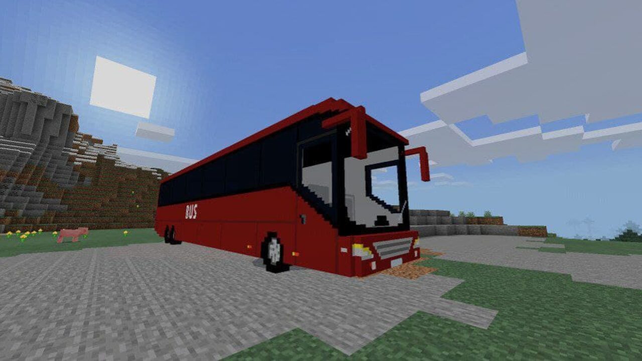 Красный автобус в Minecraft PE