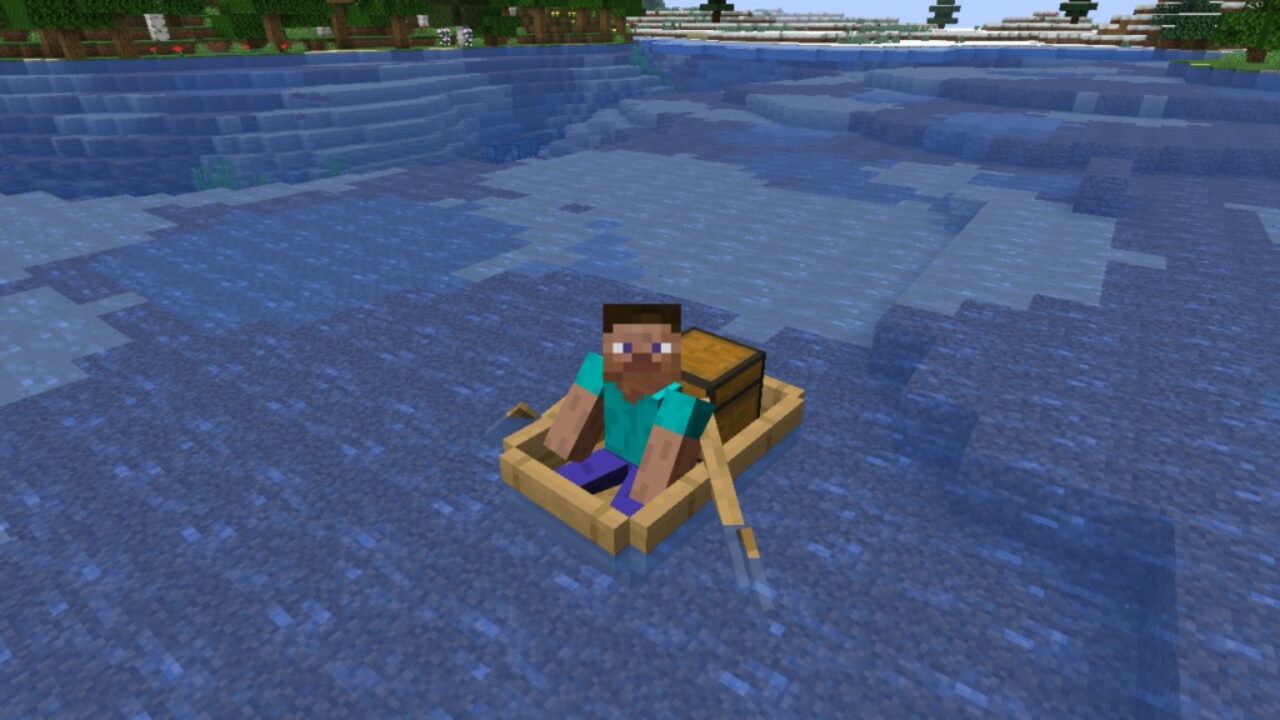 Лодка с сундуком в Minecraft PE 1.19