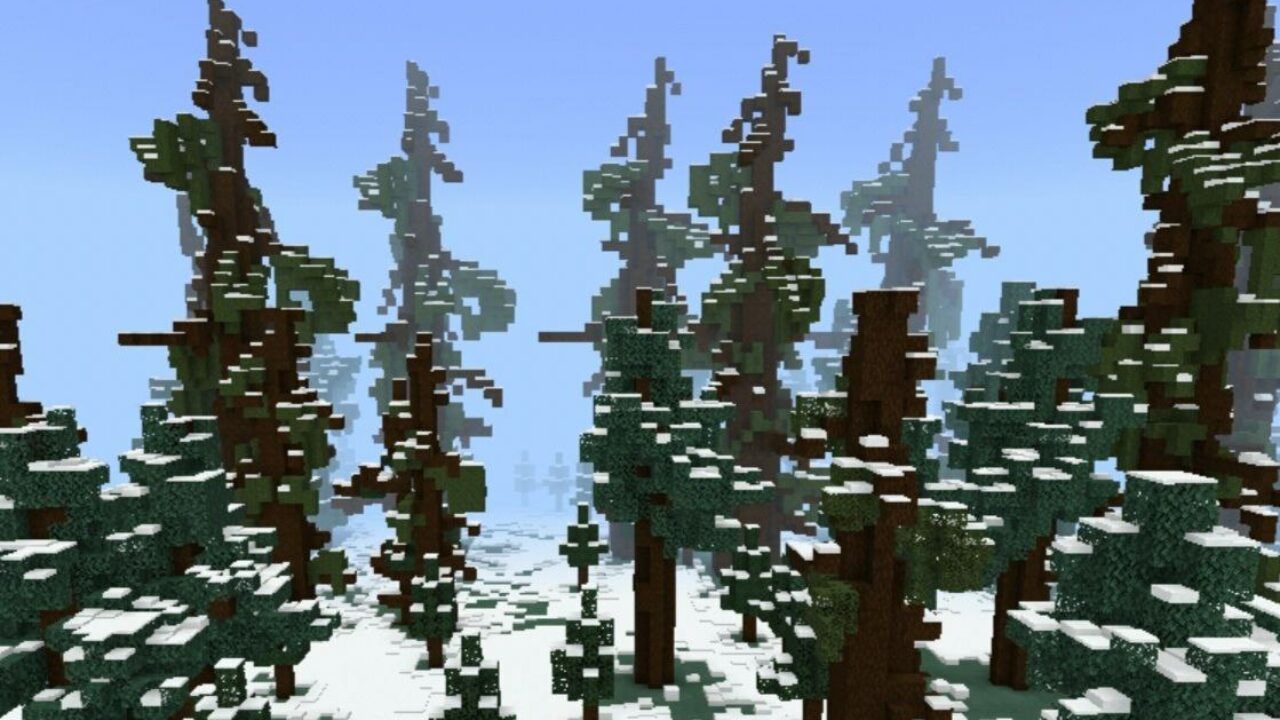 Деревья с Карты на Выживание зимой для Майнкрафт ПЕ