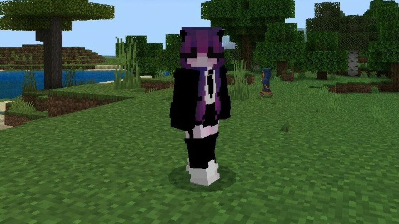 Школьница демон из Скина с Фиолетовыми Волосами на Майнкрафт ПЕ