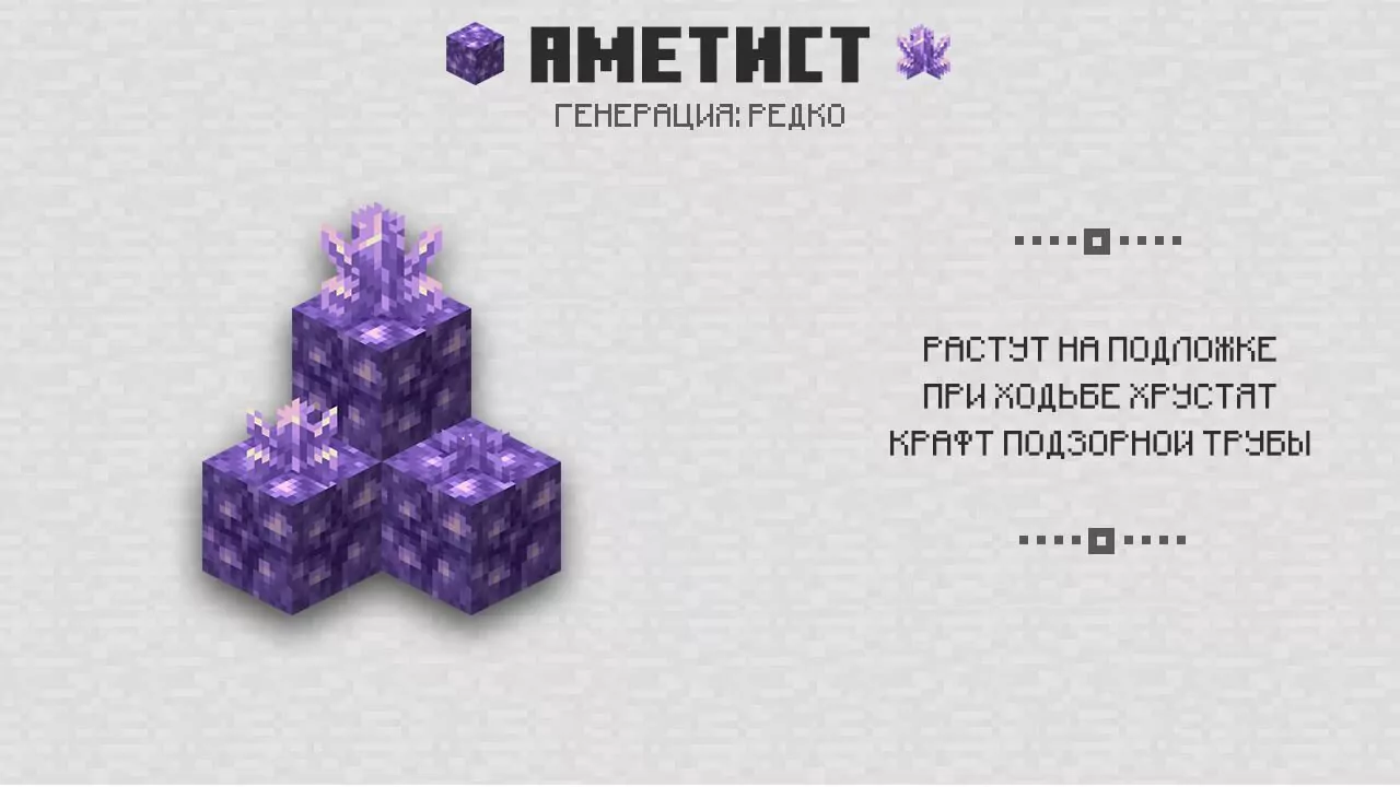 Аметист в обновлении Caves & Cliffs