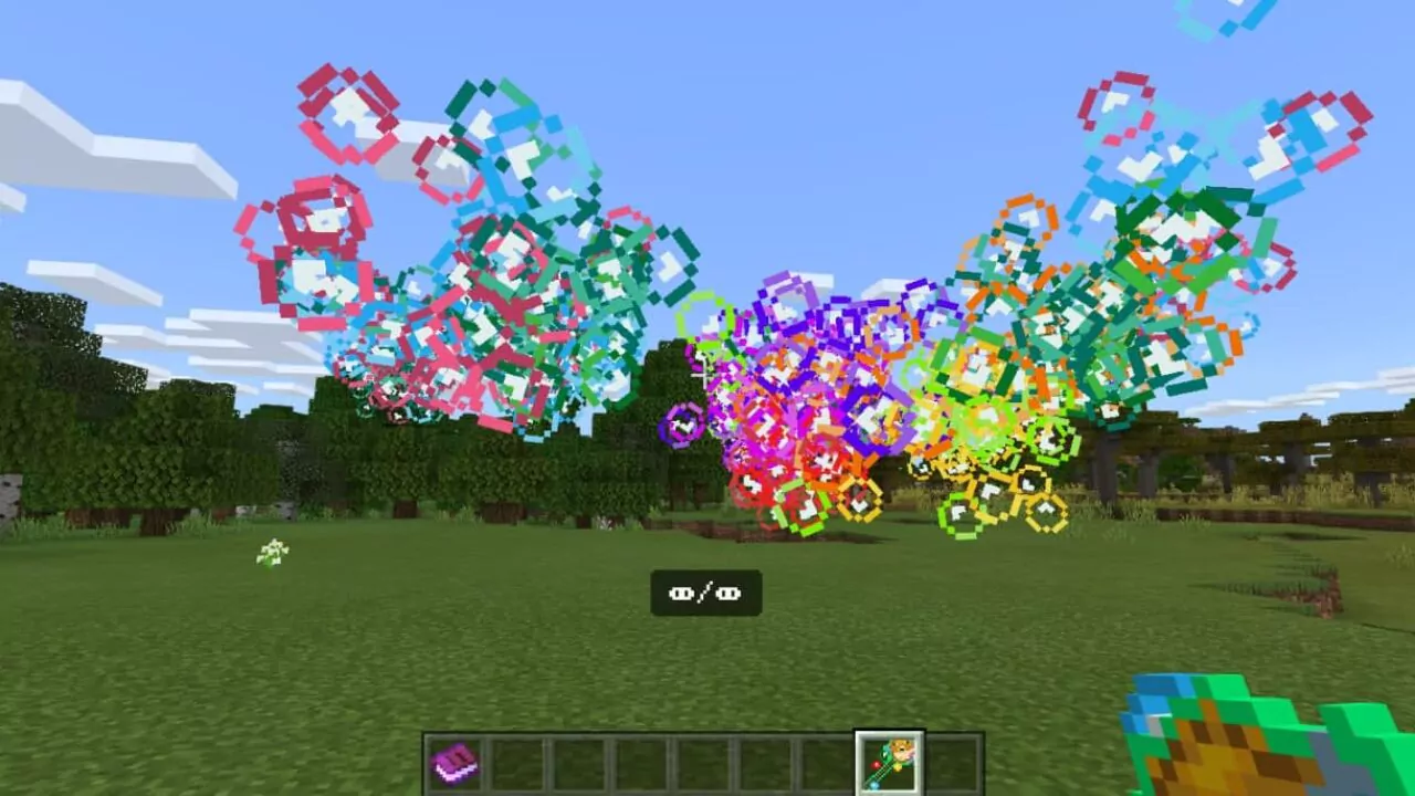 Пузырьки в моде XM Guns в Minecraft PE